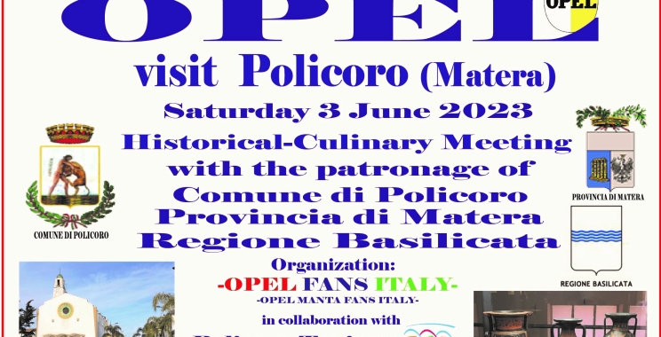 Le Opel Storiche visitano Policoro (Matera) Opel lunch Saturday 3 June 2023